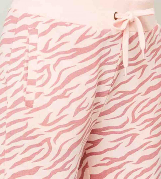 Women Animal Print Drawstring Closure Trackpants